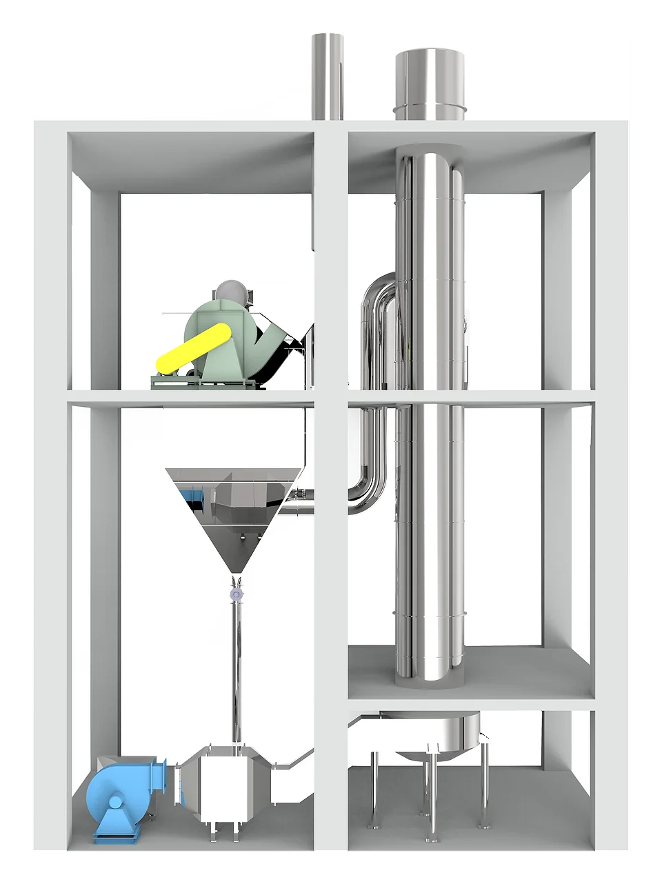 3D model of an Acmefil spin flash drying plant